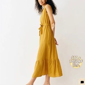 Linen Ruffle Hem Maxi Dress